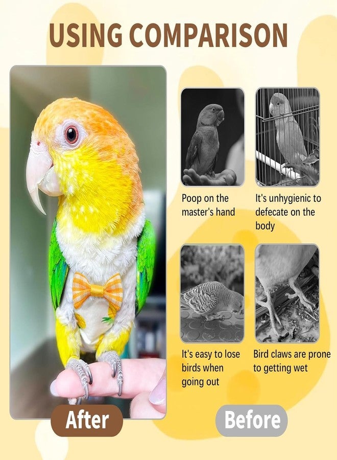 squishy 2 pcs Bird Diaper, 2-Pack Parrot Diaper Set with Adjustable Straps, Lightweight and Washable Bird Diapers for Cockatiels, Budgies, and Small Parrots, Size L (Yellow and Blue, L, 2, Count) - Image 2